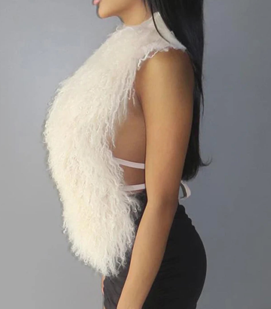 Luxe Faux Shearling Plunge Vest